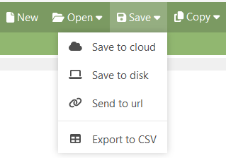 Save file dropdown menu