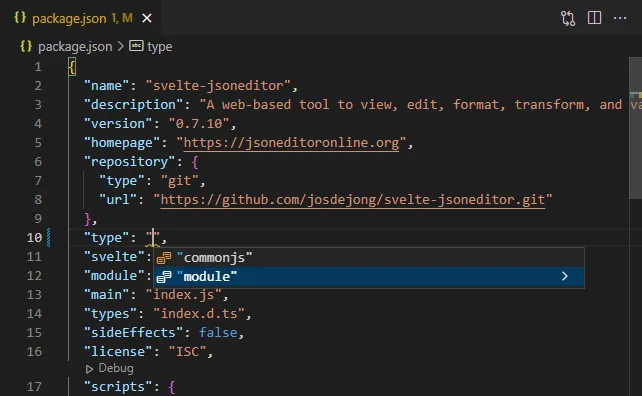Autocomplete package.json using VS Code