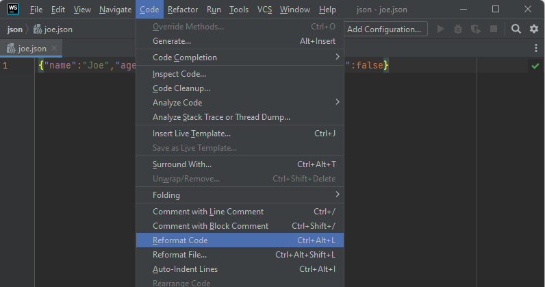 beautify using Webstorm