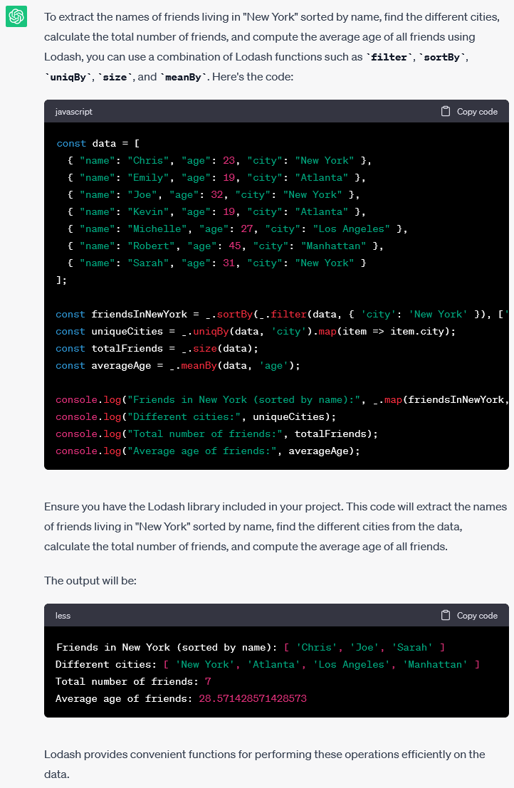 Advanced JSON query using ChatGPT