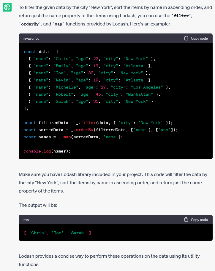 Query JSON data using ChatGPT