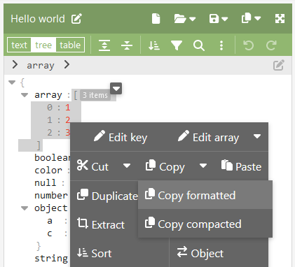 Copy formatted or compact