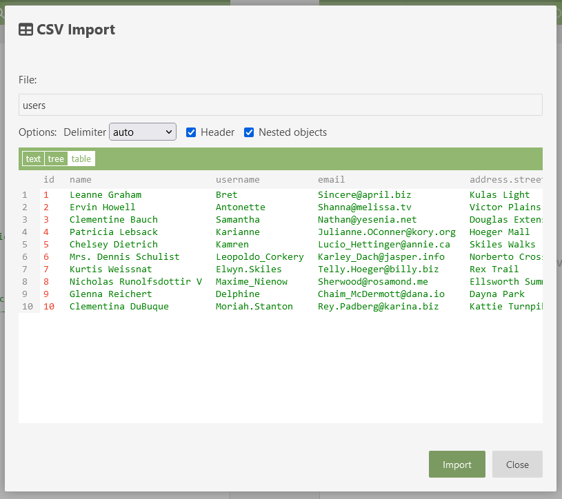 Import CSV