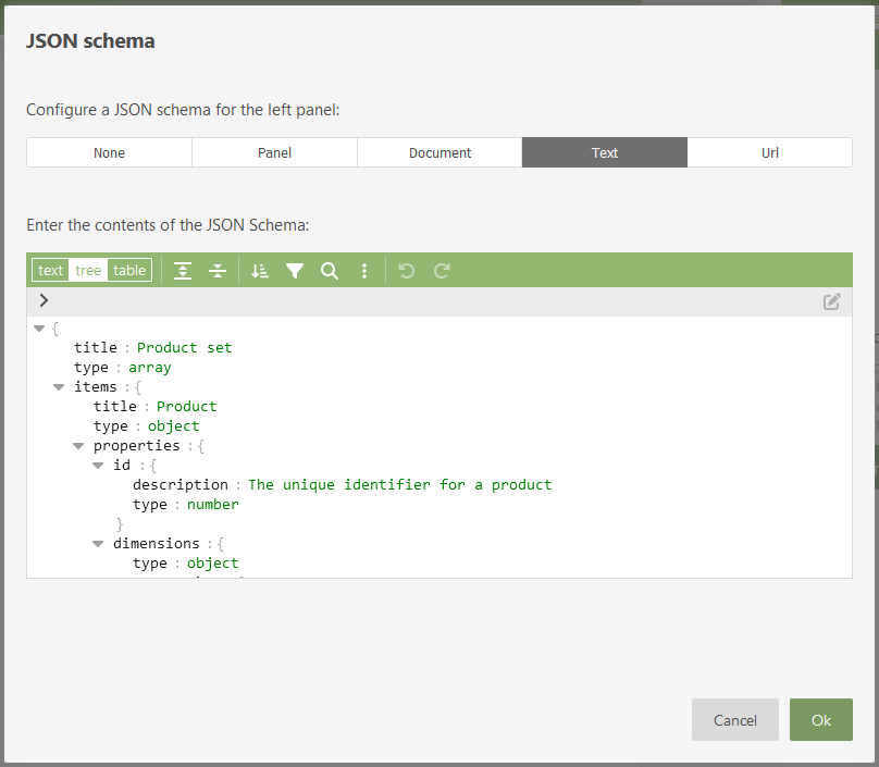 JSON Schema modal